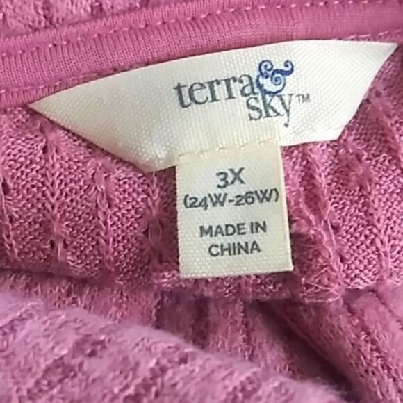 Terra & Sky Pink Cowl Neck Sweater Ruffle Hem Knit Pullover Top Plus Size 3X - Picture 5 of 6